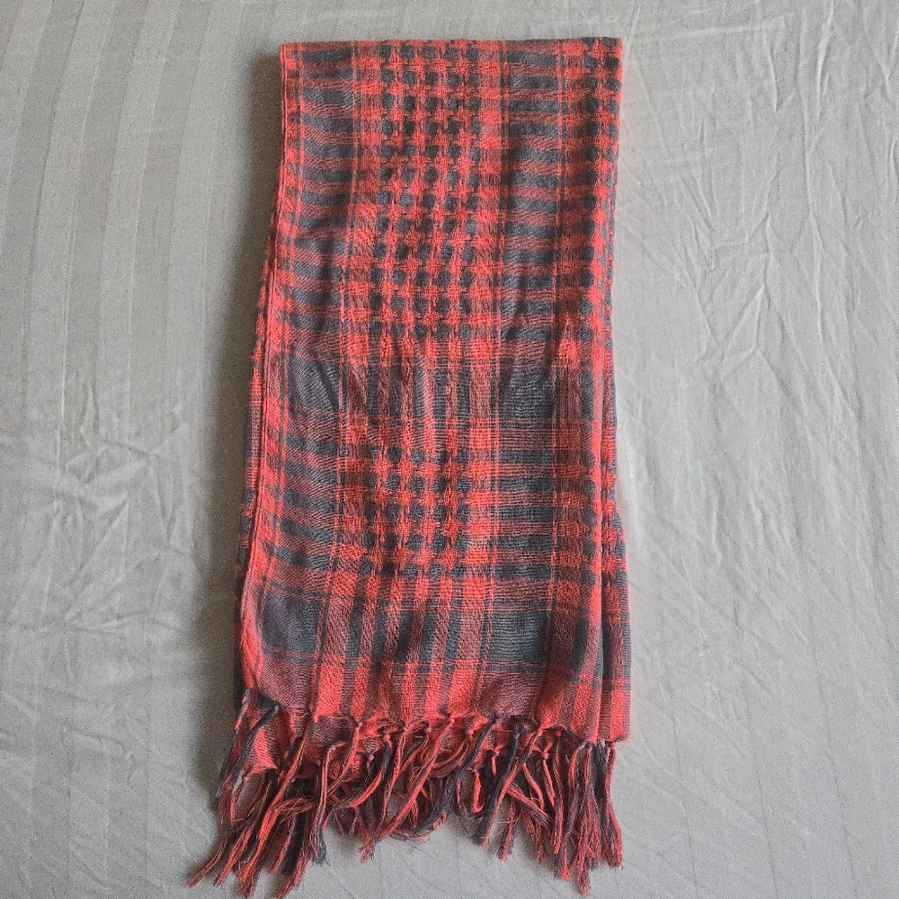 NEW Vintage Hollister Keffiyeh Bright Pink Gray Houndstooth Arab Scarf